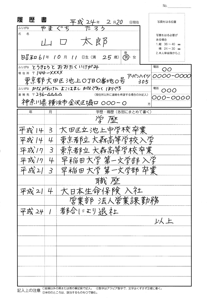 履歴書menu 履歴書の書き方 日本法令 りれきしょnavi